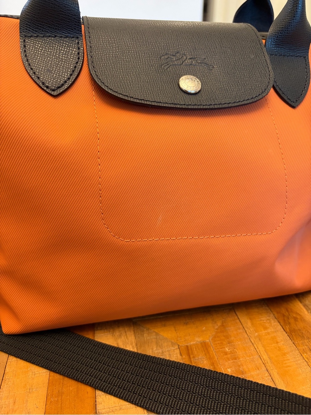 Longchamp Le Pliage Energy Orange Nylon Top-Handle Shoulder Bag Size Small - Picture 9 of 9